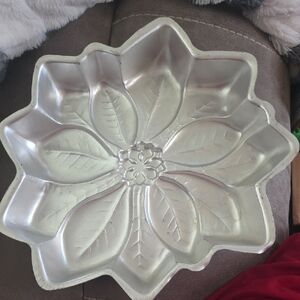 Floral Leaf-Shaped Silver Serving Tray